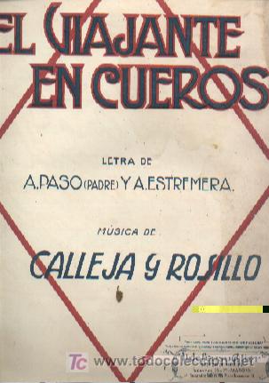 Partituras musicais: El viajante en cueros de Calleja y Rosillo