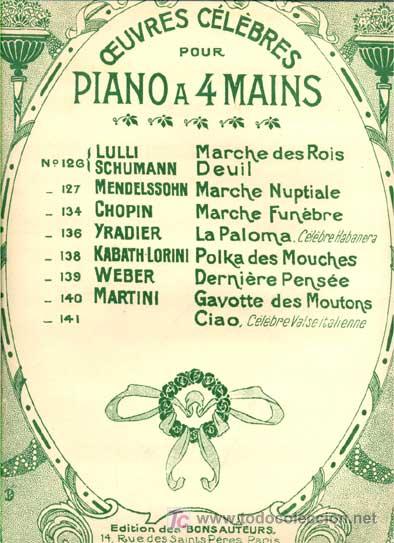 Partituras musicais: La paloma: c&eacute;lebre habanera