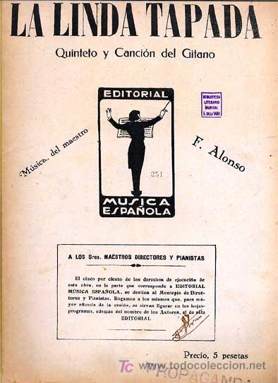 Partituras musicais: La linda tapada  de F. Alonso