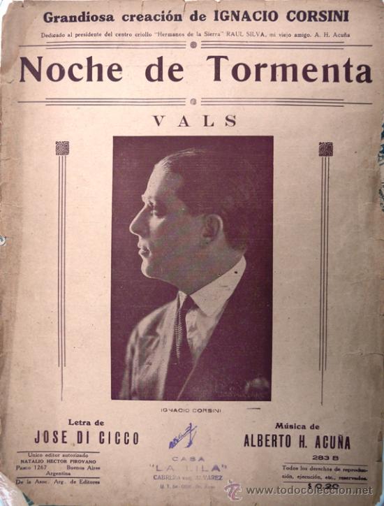 Partiture musicali: NOCHE DE TORMENTA - VALS - PARTITURA ORIGINAL - IGNACIO CORSINI - LETRA: DI CICCO - MUSICA: ACU&Ntilde;A