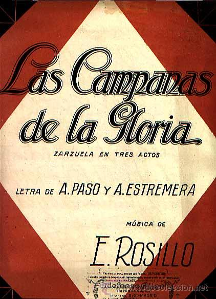 Partituras musicais: Las campanas de la gloria Zarzuela de Rosillo