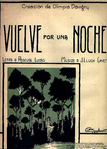 Partituras musicais: Vuelve por una noche de Lluch Cunat