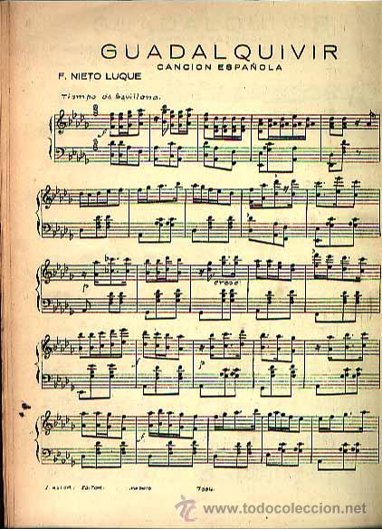 Musical scores: Guadalquivir, canci&oacute;n espa&ntilde;ola de Nieto Luque