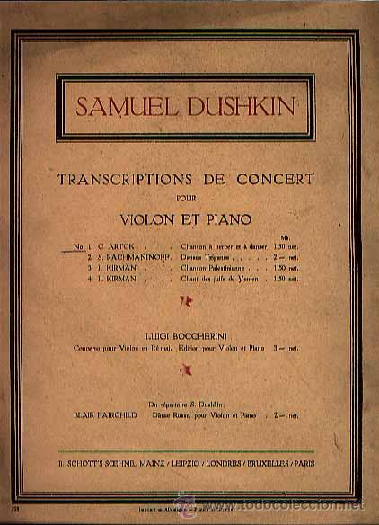 Musical scores: Chanson a bercer et a danser de Artok para Viol&iacute;n y piano