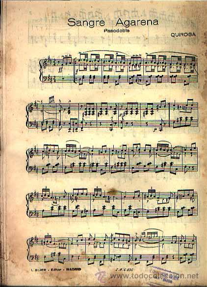 Musical scores: Sangre Agarena pasodoble de Quiroga