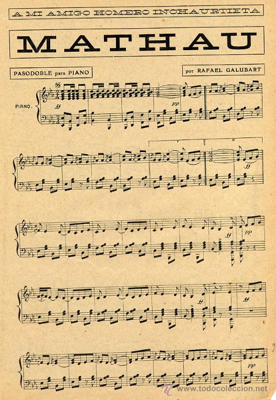 Musical scores: MAZURCA 1914 A&Ntilde;ORANZA PIANO HOJA REVISTA