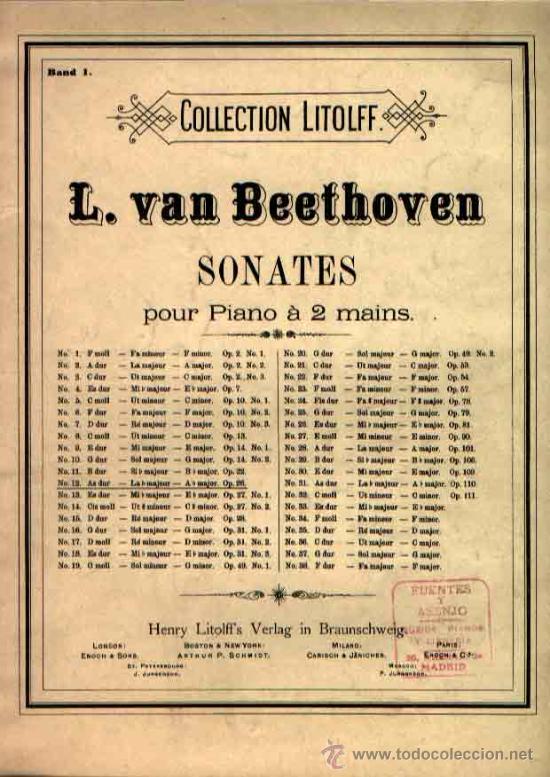 Partitions Musicales: SONATA PARA PIANO A CUATRO MANOS DE L. VAN BEETHOVEN