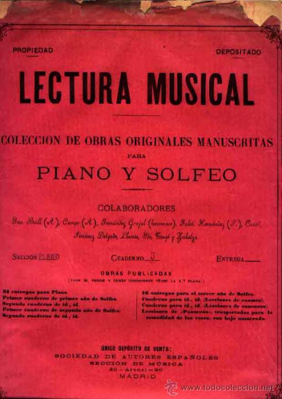Partitions Musicales: COLECCI&Oacute;N DE OBRAS ORIGINALES MANUSCRITAS PARA PIANO Y SOLFEO SAE