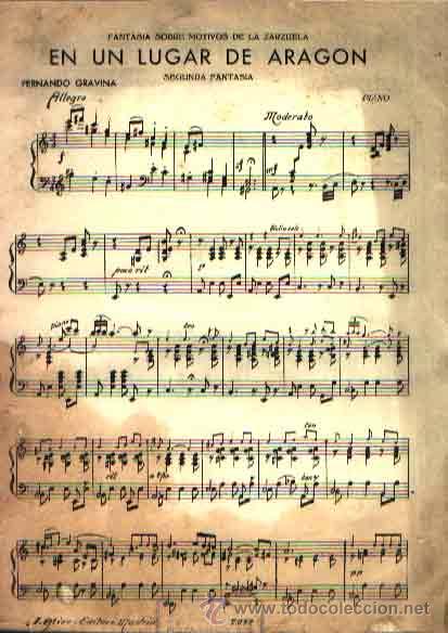 Partituren: EN UN LUGAR DE ARAG&Oacute;N, SEGUNDA FANTAS&Iacute;A DE FERNANDO GRAVINA