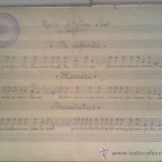 Partituras musicales: MANUSCRITO ANTIGUO PARTITURA MANUSCRITA MAHON BALEARES S ECCION ADORADORA NOCTURNA
