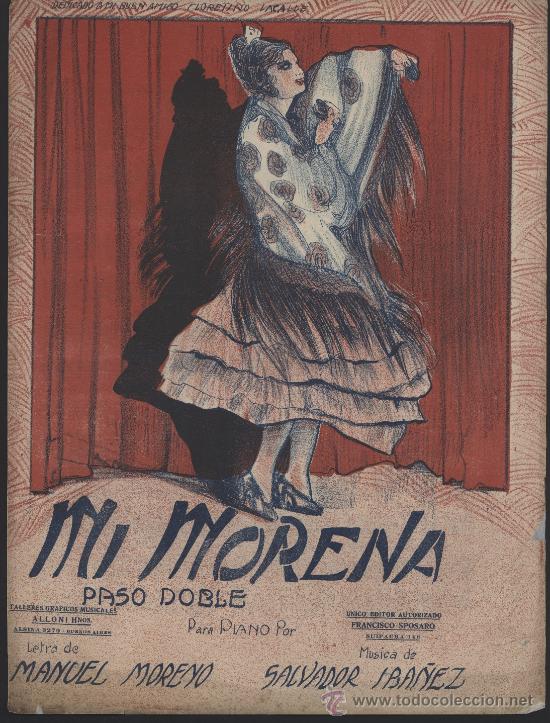 paso-doble mi morena, letra de manuel moreno, m - Buy Antique sheet music  on todocoleccion