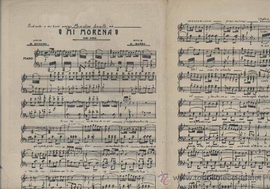 paso-doble mi morena, letra de manuel moreno, m - Buy Antique sheet music  on todocoleccion