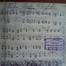 Partituras musicales: CHUFAS ARCHIVO VALENCIANO V RAMOS HORCHATA MANUSCRITO PARTITURA QUELO CHUFETA VALENCIA. Lote 26999898