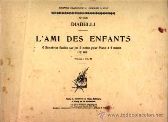 Partiture musicali: L'AMI DES ENFANTS 6 SONATINES FACILES PARA PIANO A CUATRO MANOS DE DIABELLI