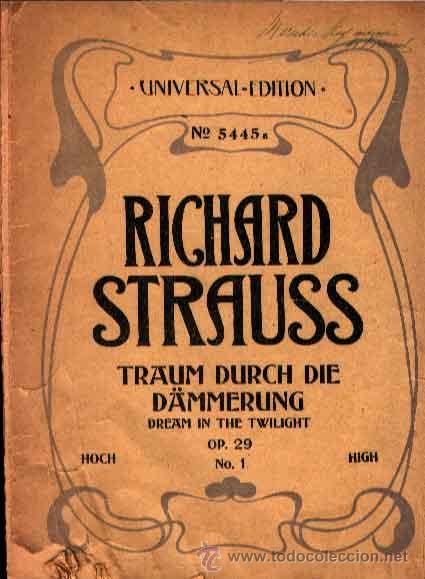 Partiture musicali: TRAUM DURCH DIE DAMMERUNG DE RICHARD STRAUSS UNIVERSAL EDITION