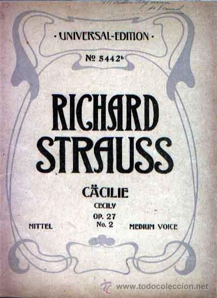 Partiture musicali: C&Auml;CILIE DE RICHARD STRAUSS MEDIUM VOICE & PIANO UNIVERSAL EDITION