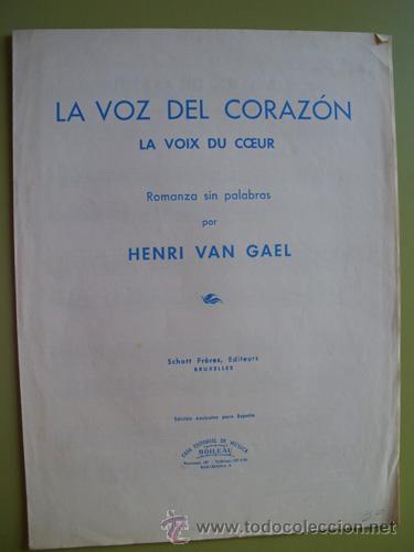 Partituras musicais: Partitura:  LA VOZ DEL CORAZ&Oacute;N (La voix du coeur). Romanza sin palabras