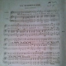 Partituras musicales: LA MARSEILLAISE. CHANT NATIONAL. LA MARSELLESA HIMNO NACIONAL FRANCIA