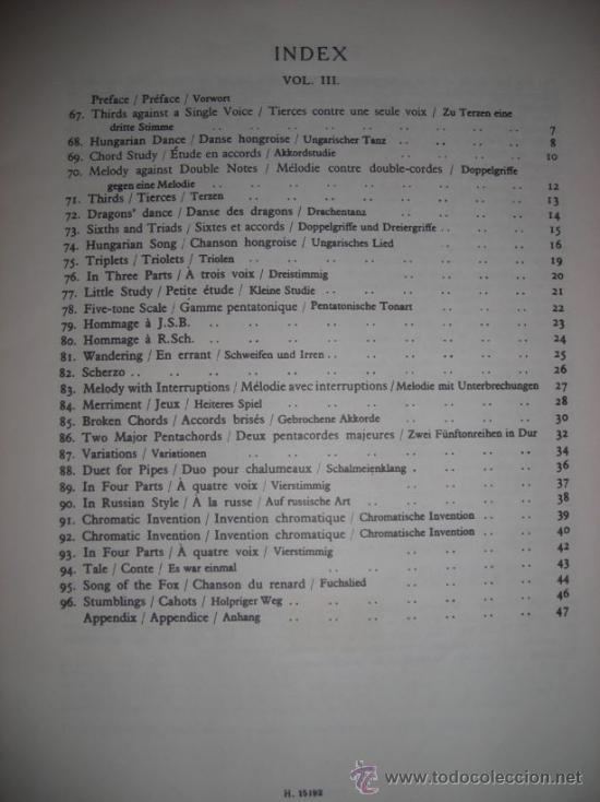 Partituras musicales: MIKROKOSMOS - BELA BARTOK - LOTE VOLUMENES 1, 2 y 3 PIANO SOLO - BOOSEY & HAWKES - Foto 6 - 36808811
