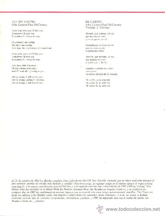 partitura de los beatles--all my loving--con le - Comprar Partituras