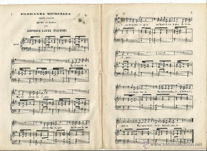 Partituras musicales: MURCIA - PARRANDA MURCIANA ... LOPEZ ALMAGRO, Antonio. PARTITURA DESCONOCIDA. (c. 1866)