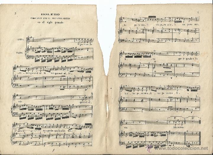Partiture musicali: BOLERO COMPUESTO POR EL MAESTRO SEGURA EN EL SIGLO PASADO. PARTITURA DESCONOCIDA. (c. 1866)