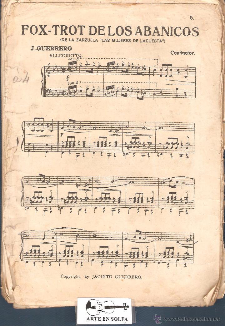 Partituras musicais: FOX-TROT DE LOS ABANICOS DE LA ZARZUELA LAS MUJERES DE LA CUESTA J. GUERRERO 1 GUION 20 PAG.PM28