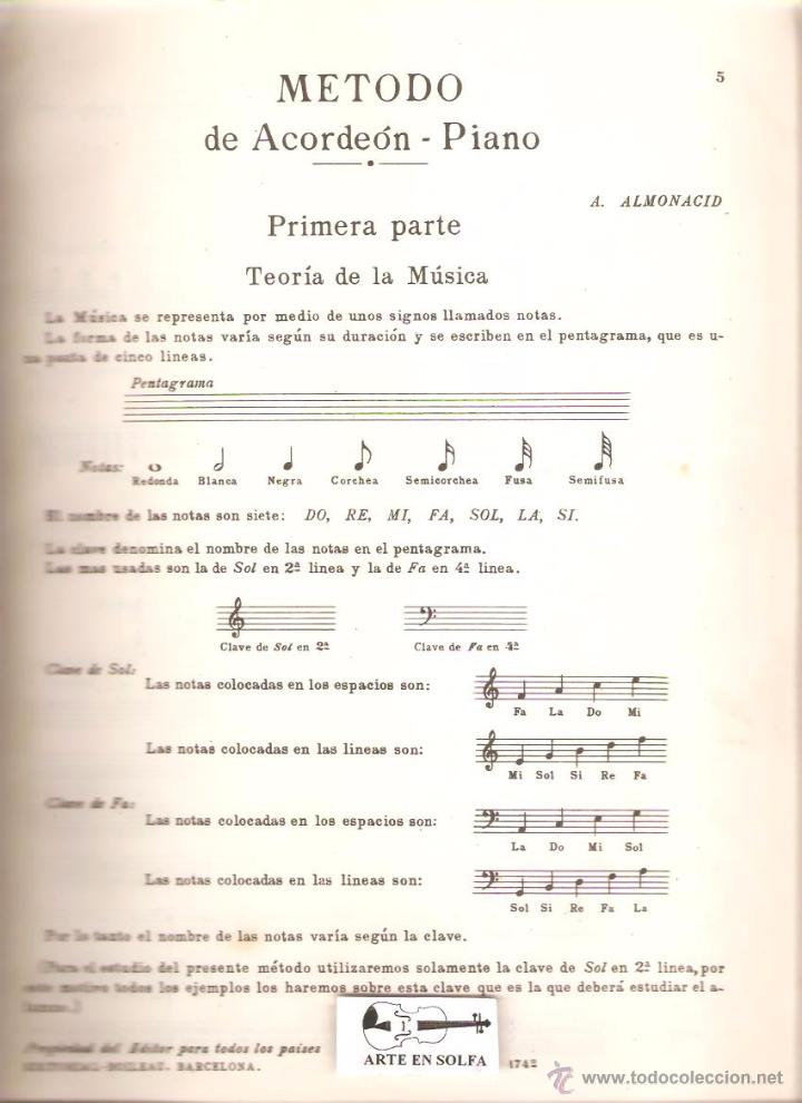 almonacid método para acordeón-piano -edición i - Compra venta en  todocoleccion
