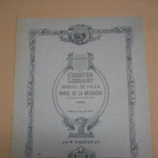 Partituras musicales: FALLA: DANSE DE LA MEUNIERE. TIRÉE DE EL SOMBRERO DE TRES PICOS. BALLET MARTÍNEZ SIERRA. 1921 PIANO
