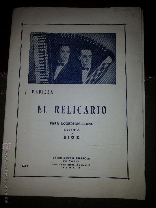 Partituras musicales: EL RELICARIO J.PADILLA