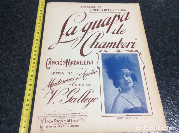 Partituras musicais: PARTITURA , LA GUAPA DE CHAMBERI, LETRA: MONTESINOS ACU&Ntilde;A, MUSICA: V. GALLEGO - A&Ntilde;OS 20