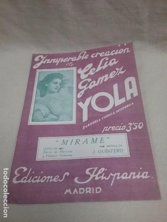Partituras musicais: ANTIGUA PARTITURA CEL&Iacute;A G&Oacute;MEZ YOLA  - ZARZUELA C&Oacute;MICA MODERNA M&Iacute;RAME - EDICIONES HISPANIA
