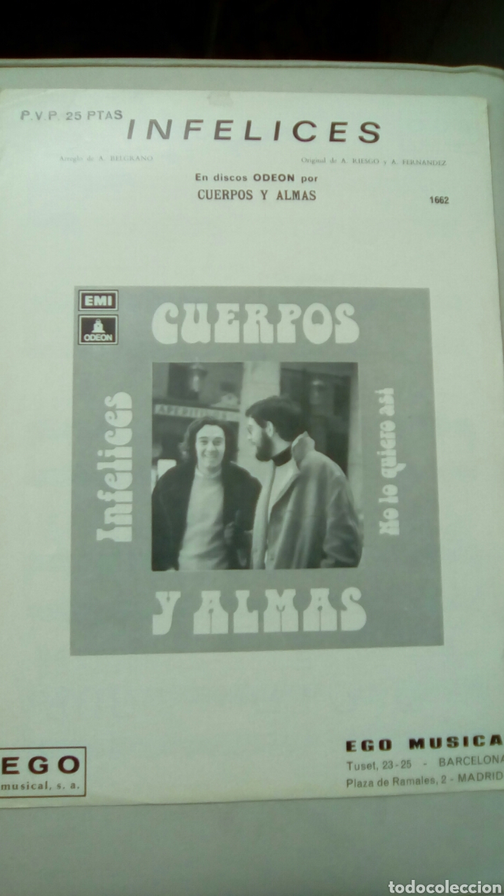 Partituras musicais: CUERPOS Y ALMAS INFELICES