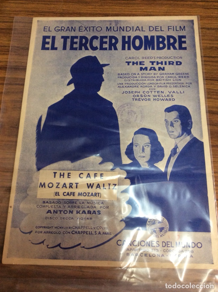 Partituras musicais: EL TERCER HOMBRE-ANTON KARA-EL CAFE MOZART-EN AZUL- RARA.