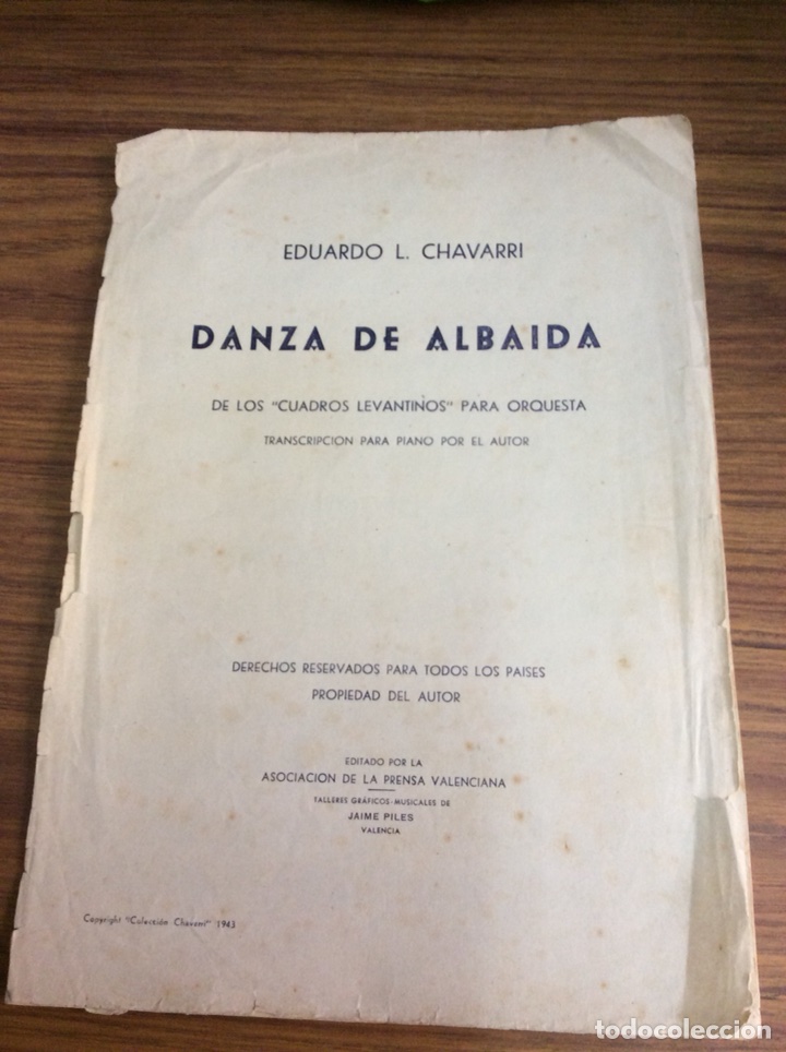 Partitions Musicales: ALBAIDA-DANZA DE ALBAIDA DE LOS. UADROS LEVANTINOS PARA ORQUESTA-A&Ntilde;O 1943.
