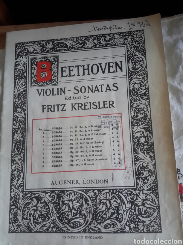 Partituras musicales: Beethoven, Viol&iacute;n ,Sonata de 1911 - Foto 1