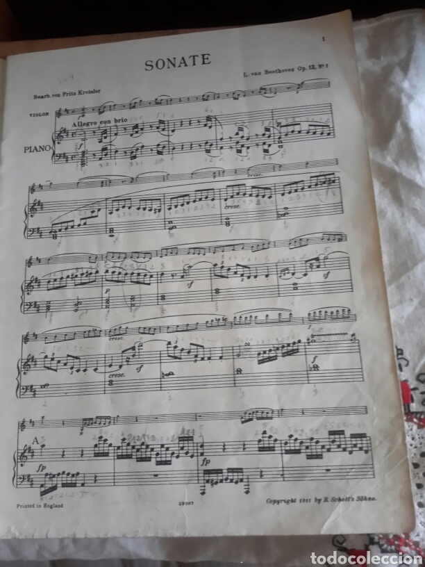 Partituras musicales: Beethoven, Viol&iacute;n ,Sonata de 1911 - Foto 2