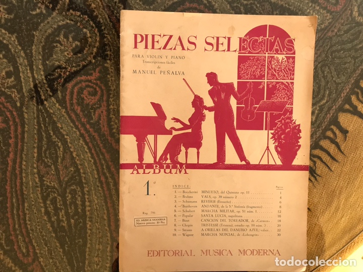 Partituras musicales: Piezas selectas para viol&iacute;n y piano. Editorial m&uacute;sica moderna. Manuel Pe&ntilde;alva