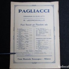 Partituras musicales: PARTITURA ' PAGLIACCI ' USCITA DI TONIO, DRAMA EN DOS ACTOS, MILANY, 12 PAG, USA. 1S