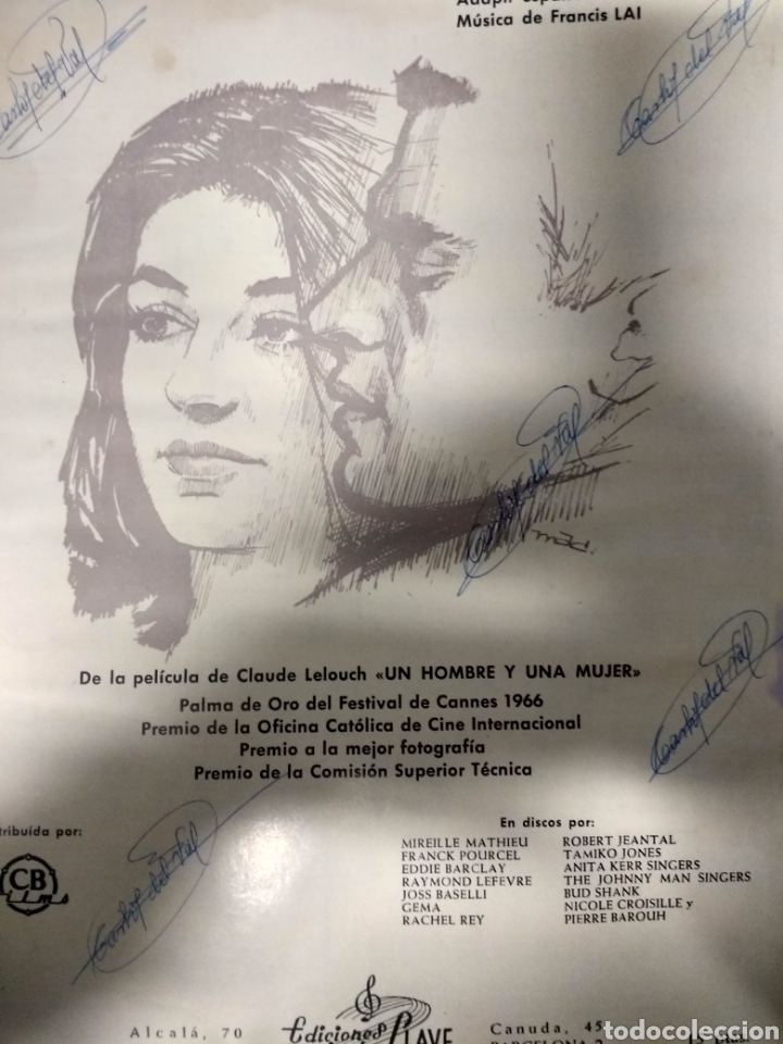 Partituren: PARTITURA UN HOMBRE Y UNA MUJER. LETRA PIERRE BAROUH, ADAP. ESPA&Ntilde;OLA DON DIEGO. M&Uacute;SICA FRANCIS LAI.