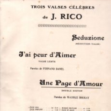 Partituras musicales: J. RICO : UNE PAGE D' AMOUR -DOUBLE BOSTON. Lote 152341726
