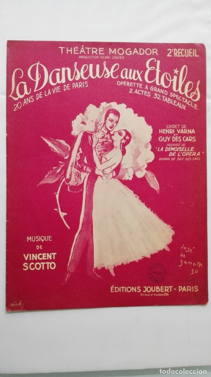Musical scores: ANTIGUA PARTITURA, LA BILARINA CON LAS ESTRELLAS, OPERETA, 20 A&Ntilde;OS DE LA VIDA DE PARIS, A&Ntilde;O 1950
