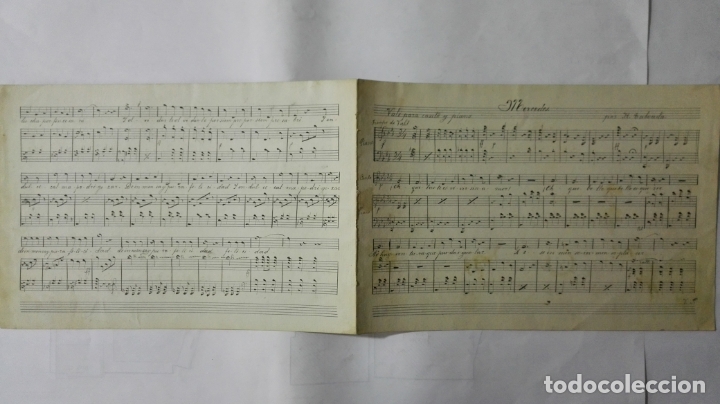 Partituras musicais: ANTIGUA PARTITURA, MERCEDES - VALS PARA CANTO Y PIANO, POR R. TABOADA, 4 PAGINAS