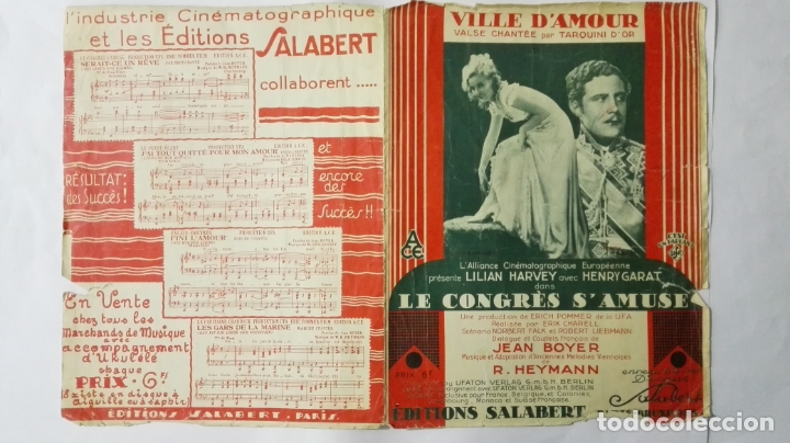 Partituras musicais: ANTIGUA PARTITURA, VILLE D'AMOUR, ALIANZA CINEMATOGRAFICA EUROPEA, 4 PAGINAS