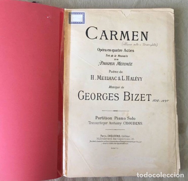 Partituren: Libro m&uacute;sica: Carmen de Georges Bizet