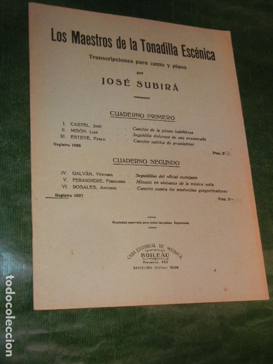 Partituren: JOSE SUBIRA. TRANSCRIPCIONES PARA CANTO Y PIANO CUADERNO SEGUNDO - BOILEAU 1027