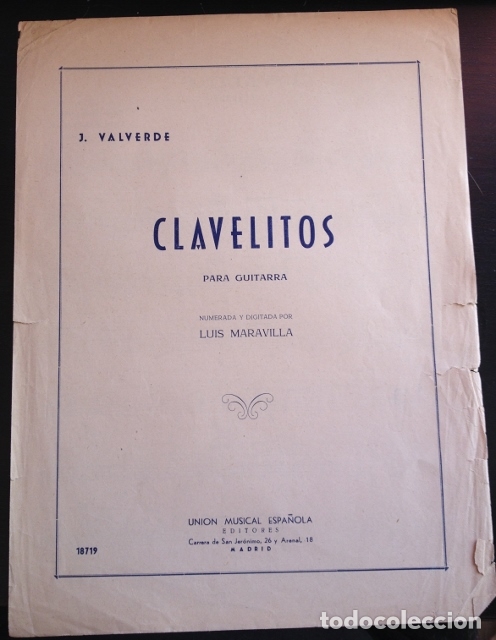Partituras musicales: CLAVELITOS. - VALVERDE, J. - Foto 1
