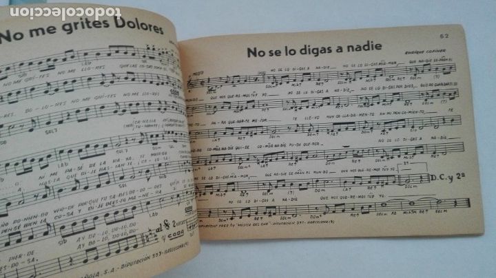 Partituras musicales: LIBRO CON PARTITURAS DE 100 &Eacute;XITOS ESPA&Ntilde;OLES. 1969 - Foto 4