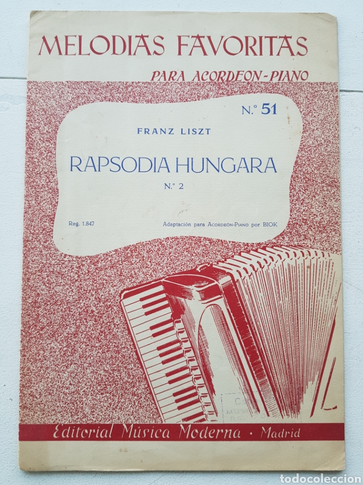 Partituras musicales: PARTITURA RAPSODIA HUNGARA N&deg;2 FRANZ LISTZ ACORDION -PIANO