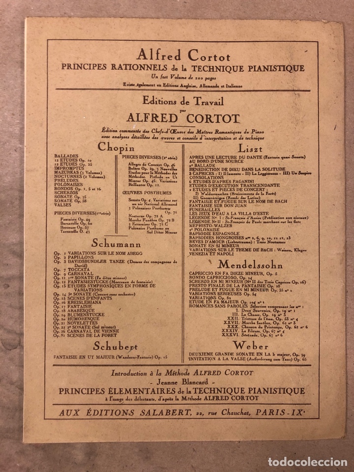 Partituras musicales: LOTE 3 LIBRETOS DE PARTITURAS DE SCHUMANN. ALFRED CORTOT. EDITIONS SALABERT - Foto 13 - 182874907